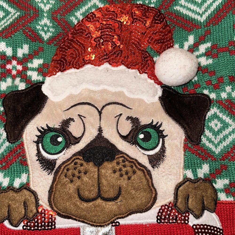Ugly Christmas sweater with dog. Size Large kids - Picture 2 of 6